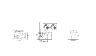 Приставной унитаз Kludi Resa R 23WCB0439 безободковый со смывом торнадо чёрный матовый