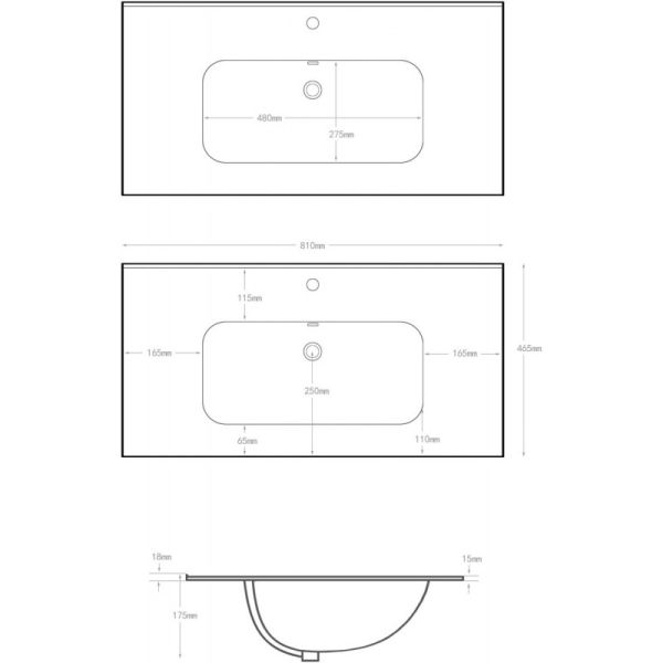 Раковина Aquanet Flat 329255 80 см чёрный матовый