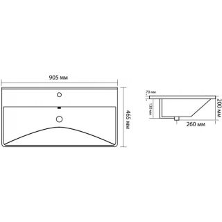 Раковина Aquanet Ирис 329250 90 см чёрный матовый
