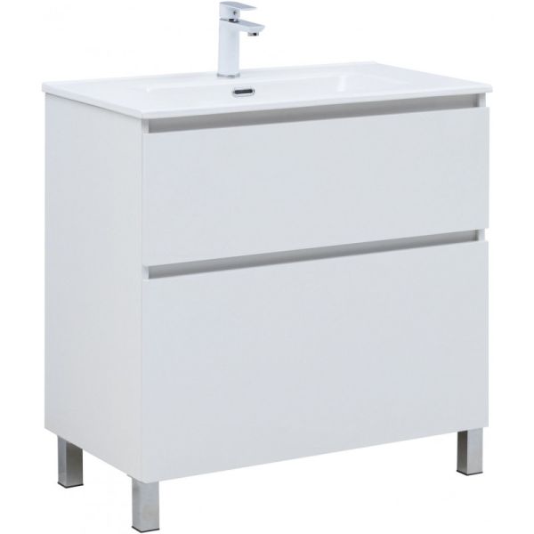 Тумба под раковину Aquanet Вега 344123 80 см белый глянец
