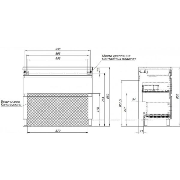 Тумба под раковину Aquanet Нота New 344148 100 см дуб веллингтон табак
