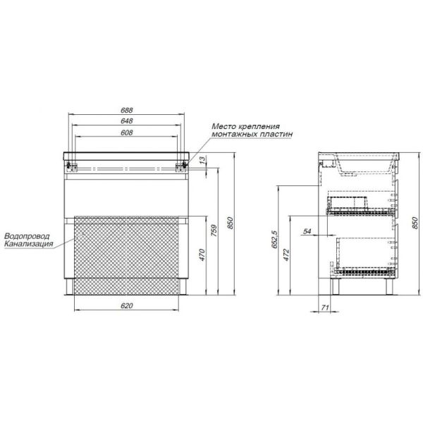 Тумба под раковину Aquanet Нота New 344143 75 см дуб светлый