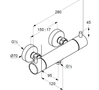 Смеситель для душа Kludi Bozz 35203N538 с термостатом брашированный никель