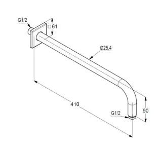 Кронштейн для верхнего душа Kludi A-QA 66534N0-00 41 см брашированное золото