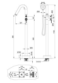 Смеситель напольный Boheme ETERNA CHROME хром