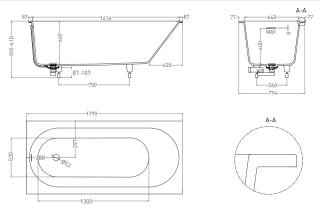 Ванна из искусственного камня Salini Ornella S-Sense 102312M 180x80см белый матовый