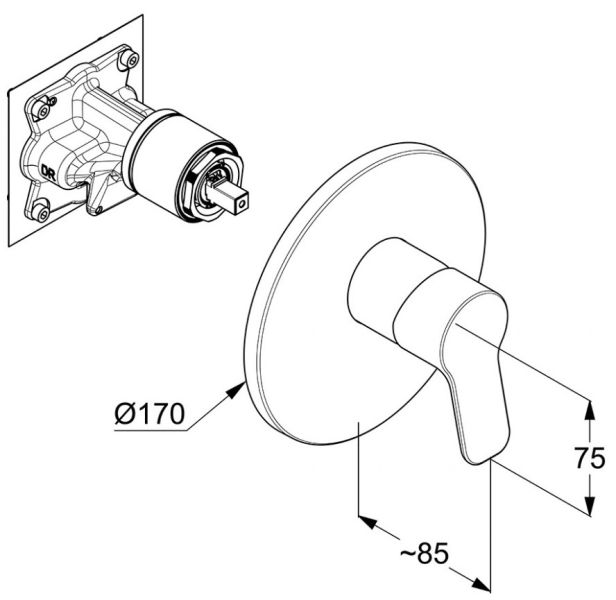 Встраиваемый смеситель для душа Kludi Pure&Easy хром 376550565