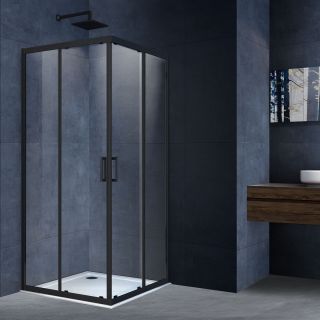 Душевой уголок Vincea Alpha VSS-3AL100CLB, 1000*1000, черный, стекло прозрачное