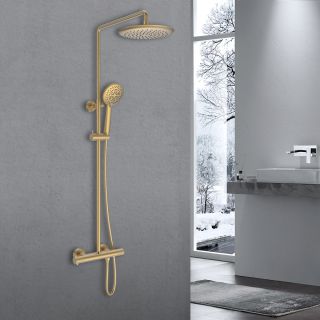 Душевая стойка Vincea Desire VSFS-1D0TBG термостатическая, брашированное золото