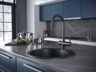 Смеситель для кухни Paulmark Heller He213218-418 чёрный металлик