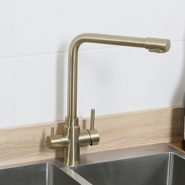 Смеситель для кухни Melana MELANA-F9505HG с переключателем на фильтр золото