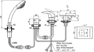 Смеситель на борт ванны Rav Slezak Dunaj D473.5PZ золото