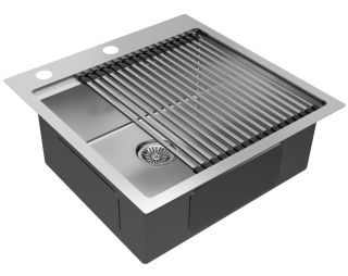 Комплект Paulmark: мойка Kroner-Pro 51 и ролл-мат Pro PM705151-BS+R405-BS нержавеющая сталь