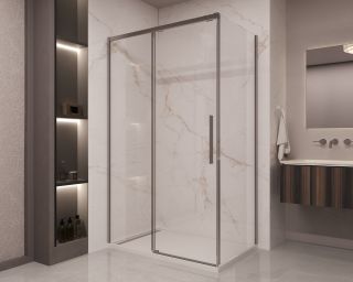 Душевой уголок Vincea Stella VSR-1ST1014CLGM, 1400*1000, вороненая сталь, стекло прозрачное