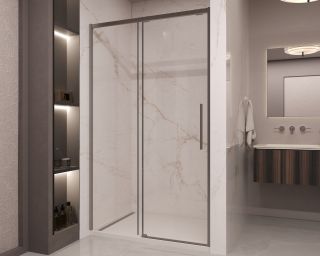 Душевая дверь Vincea Stella VDS-1ST160CLGM, 1600, вороненая сталь, стекло прозрачное