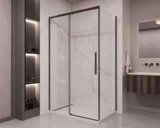 Душевой уголок Vincea Stella VSR-1ST8016CLB, 1600*800, черный, стекло прозрачное