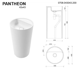 Напольная раковина Whitecross Pantheon 0708.043043.200 43см белый матовый