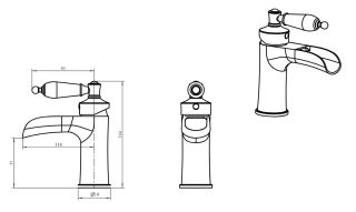 Смеситель для раковины Boheme Vogue бронза Murano, Белое_Комплект бронза