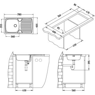 Кухонная мойка Alveus 1136540 Basic 170 Lei-90 New 78x43.5