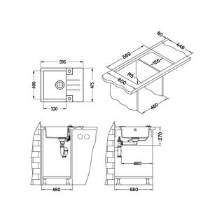 Кухонная мойка Alveus 1090950 Rock 30 Granital Beige-G55 59.5x47.5