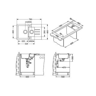 Кухонная мойка Alveus 1122742 Rock 70 Granital Concrete-G81 78x48