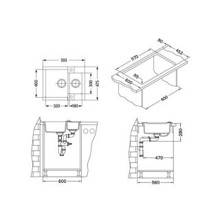 Кухонная мойка Alveus 1090956 Rock 80 Granital Arctic-G11 59.5x47.5