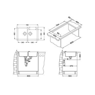Кухонная мойка Alveus 1122744 Rock 90 Granital Concrete-G81 78x48