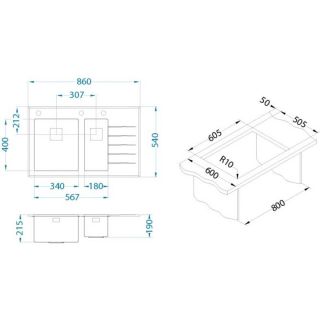 Кухонная мойка Alveus 1099635 Crystalix 20 черное 86x54 правая
