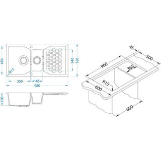 Кухонная мойка Alveus 1128393 Sensual 70 Granital+ Arctic-G11M 98x52