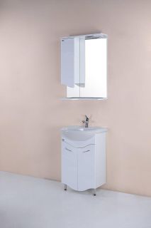 Шкаф-зеркало с подсветкой Onika Лайн 204802 правый 48см белый