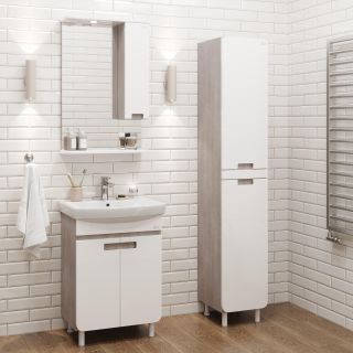 Шкаф-зеркало с подсветкой Onika Харпер 205849 правый 58см белый глянцевый