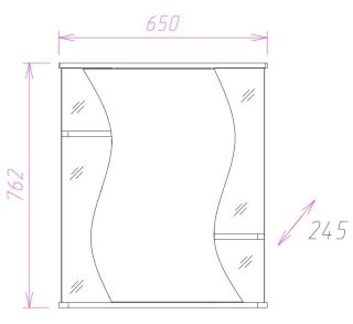 Шкаф-зеркало с подсветкой Onika Лилия 206511 правый 65см белый