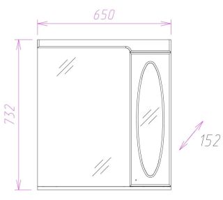 Шкаф-зеркало с подсветкой Onika Кристи 206536 правый 65см белый