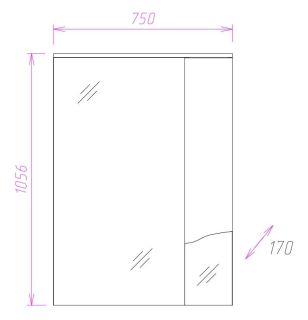 Шкаф-зеркало с подсветкой Onika Моника 207507 правый 75см белый