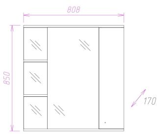 Шкаф-зеркало с подсветкой Onika Эльбрус 208021 левый 80см белый