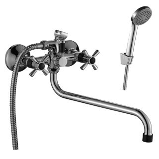 Смеситель для ванны Decoroom с ручным душем хром/чёрный DR46045-Black