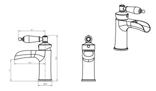 Смеситель для раковины Boheme Vogue золото Murano, шоколад_Комплект золото