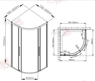 Душевой уголок AvaCan HB 80 MT 80x80 см чёрный