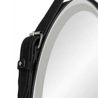 Зеркало Reflexion Skin RF5325SK с LED подсветкой сенсором на ремне из натуральной кожи черного цвета 65х65