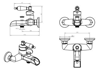 Смеситель для  ванны Boheme Vogue хром Murano, фиолетовое_Комплект хром