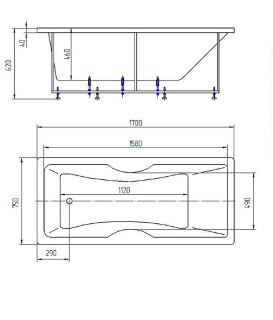 Акриловая ванна Aquatek Феникс FEN170-0000043 170х75 см с фронтальным экраном сборно-разборный сварной каркас