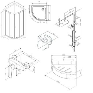 Душевой уголок AM.PM Gem WK90EM профиль черный 80х80 см