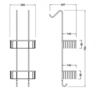 Полка двойная Timo Nelson с крючками хром 150084/00