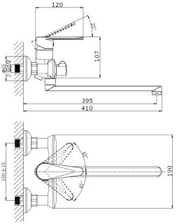 Смеситель для ванны с длинным поворотным изливом RUSH Denis (DN0335-51)