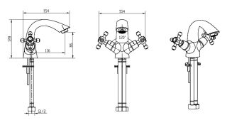 Смеситель для раковины Boheme ROYAL, Комплект хром