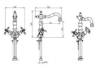 Смеситель для раковины Boheme высокий ROYAL CRYSTAL, хром