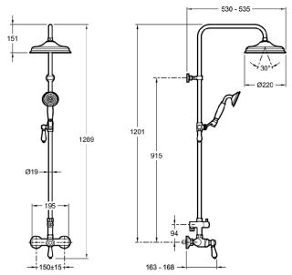 Душевая стойка Jacob Delafon Louise E24368-CP