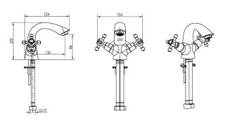 Смеситель для раковины Boheme ROYAL CRYSTAL Black, Комплект золото