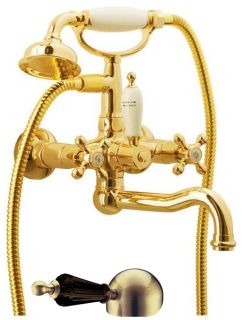 Смеситель для  ванны Boheme (душевой комплект) TRADIZIONALE ORO с черными SW_Комплект золото