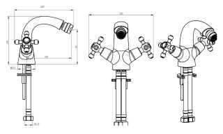 Смеситель для биде Boheme ROYAL CRYSTAL black, Комплект золото